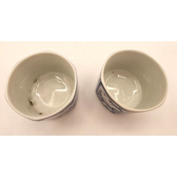 VTG Asian Dolphin China Teapot and Cups Set, Dynasty Blue & White Brass Handle - Picture 3 of 15